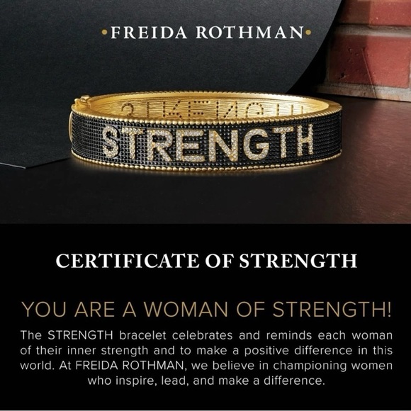 FREIDA ROTHMAN WOMEN OF STRENGTH BLACK RHODIUM And PLATINUM BANGLE BRACELET NEW - Picture 8 of 17